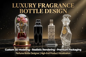 make custom perfume bottle product design, luxury package design, product design