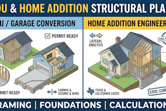 adu structural engineering, home addition plans, garage conversion permit plans