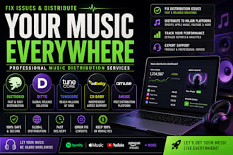 fix issue and distribute music using distrokid, ditto, tunecore, amuse, cdbaby
