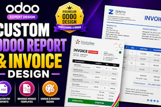 design odoo custom reports pdf, odoo invoice template brand identity letterhead