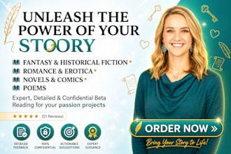 beta read your fantasy romance historical fiction erotica poem comic novel