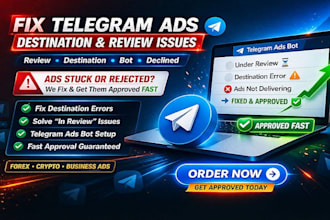 fix telegram ad issues, approved telegram ads in 24hrs, telegram promotion