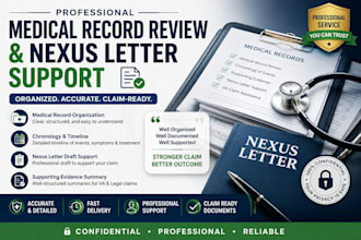 write a medical record review with nexus opinion