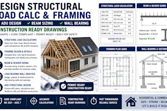 design structural load calc framing adu beam wall bearing construction ready