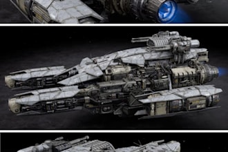 do 3d spaceship model, 3d sci fi spacecraft, 3d starfighter model, hard surface