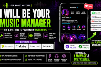 music manager, fix and distribute music using distrokid, tunecore, cdbaby, ditto