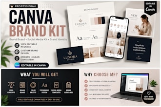 create a professional canva brand kit, brand board and social media kit