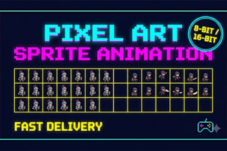 create pixel art character sprites and 2d sprite sheet animation