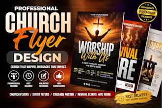 design professional church flyer, revival and event posters