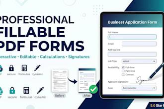 create fillable PDF form, interactive editable PDF or convert to fillable form