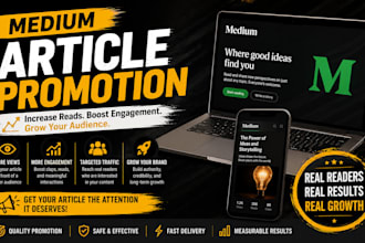 do organic marketing promotion for your medium article, followers and engagement
