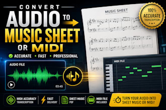 convert audio to midi and sheet music transcription professionally