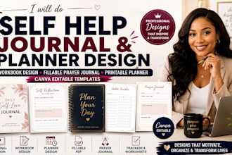 do self help journal design planner, workbook design fillable prayer journal