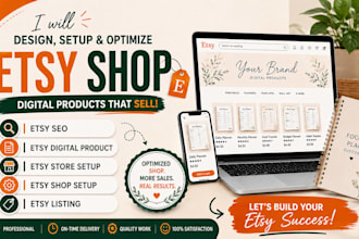 design etsy digital product etsy shop setup etsy seo listing etsy store setup