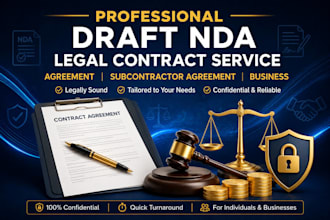 draft nda legal contract service agreement, subcontractor agreement, business