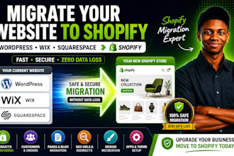migrate wordpress website to shopify, wix squarespace migration to shopify store