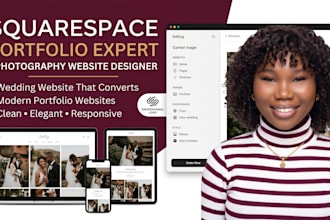 build squarespace portfolio wedding website or wix photography website redesign