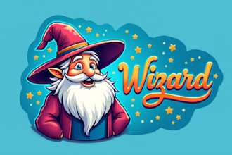 do unique awesome wizard mascot logo design 1 day