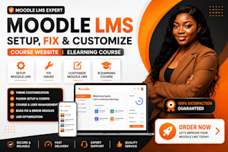 setup moodle lms, fix and customize moodle lms course website elearning course