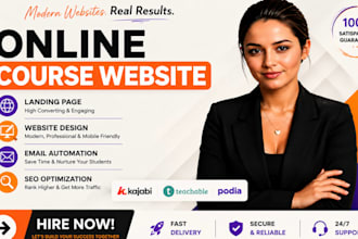 do online course website, sales page, kajabi website, podia, thinkific website