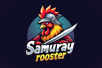 design a unique samurai rooster mascot logo 1 day