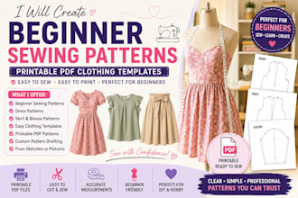 design beginner sewing patterns for dresses and printable PDF clothing templates