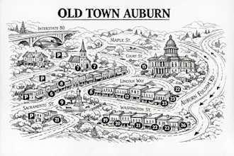 draw a custom illustrated hand drawn map