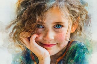 create home portrait watercolor art from photo