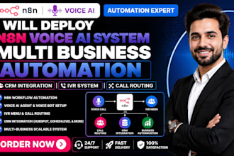 deploy n8n voice ai system multi business automation CRM IVR  call routing