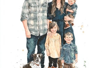 custom watercolor family portrait