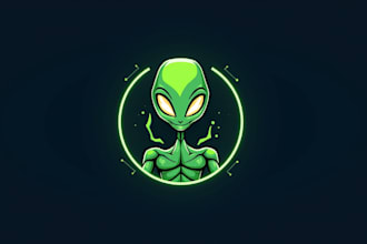 design a unique alien green man mascot logo