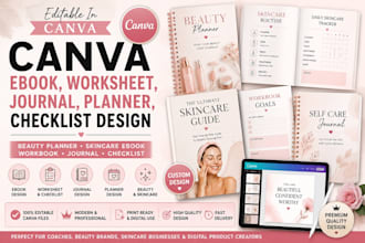 design skincare ebook beauty planner workbook journal in canva lead magnet