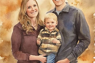 custom watercolor family portrait