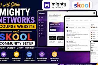 setup mighty networks course website, skool community setup, elearning community
