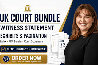 prepare UK court bundle family court witness statement and exhibits