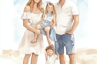 make watercolor family portrait