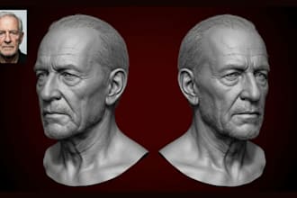sculpt realistic 3d head bust face model portrait sculpture stl for 3d printing