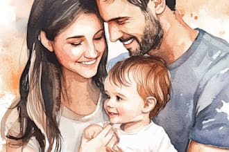make watercolor family portrait