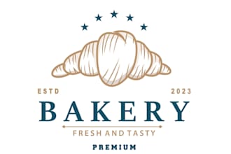 design bread old retro vintage style bakery shop logo