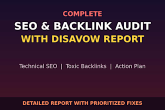 do a complete SEO audit and backlink audit with disavow report