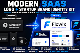 design modern saas logo and startup brand identity kit