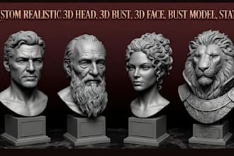 sculpt realistic custom 3d head bust face portrait statue stl obj for 3d print