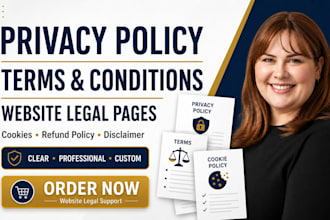 write privacy policy terms and conditions and website legal pages