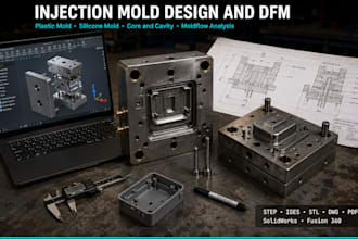 3d cad model plastic and silicone mold cnc injection mold dfm product design