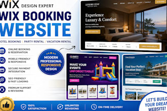 build a wix hotel booking website, rental website, vacation website, wix studio