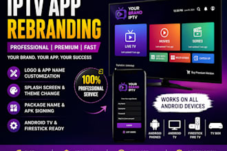 build branded iptv android app rebranding, white label iptv apk