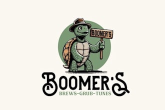 design wonderful boomers brews beer logo