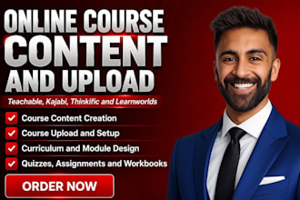 create online course content, course upload on teachable, kajabi and learnworlds