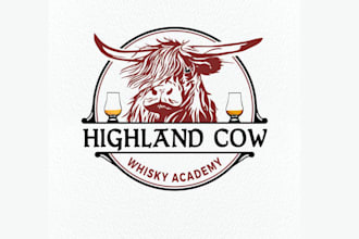 create highland cow whisky academy logo