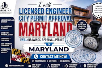 city permit drawings approval as licensed engineer in maryland building permit